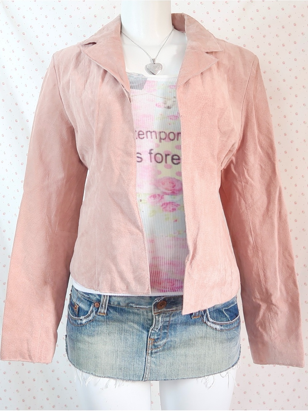 Y2K Pink Leather Jacket Fitted Blazer Jacket